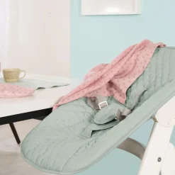 Chaise haute évolutive 2en1 born up blanc vert givré