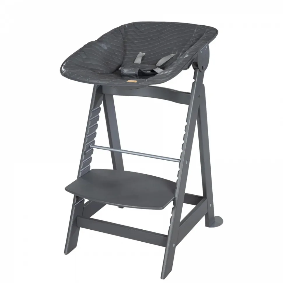 Chaise haute évolutive 2en1 born up gris graphite matelassé
