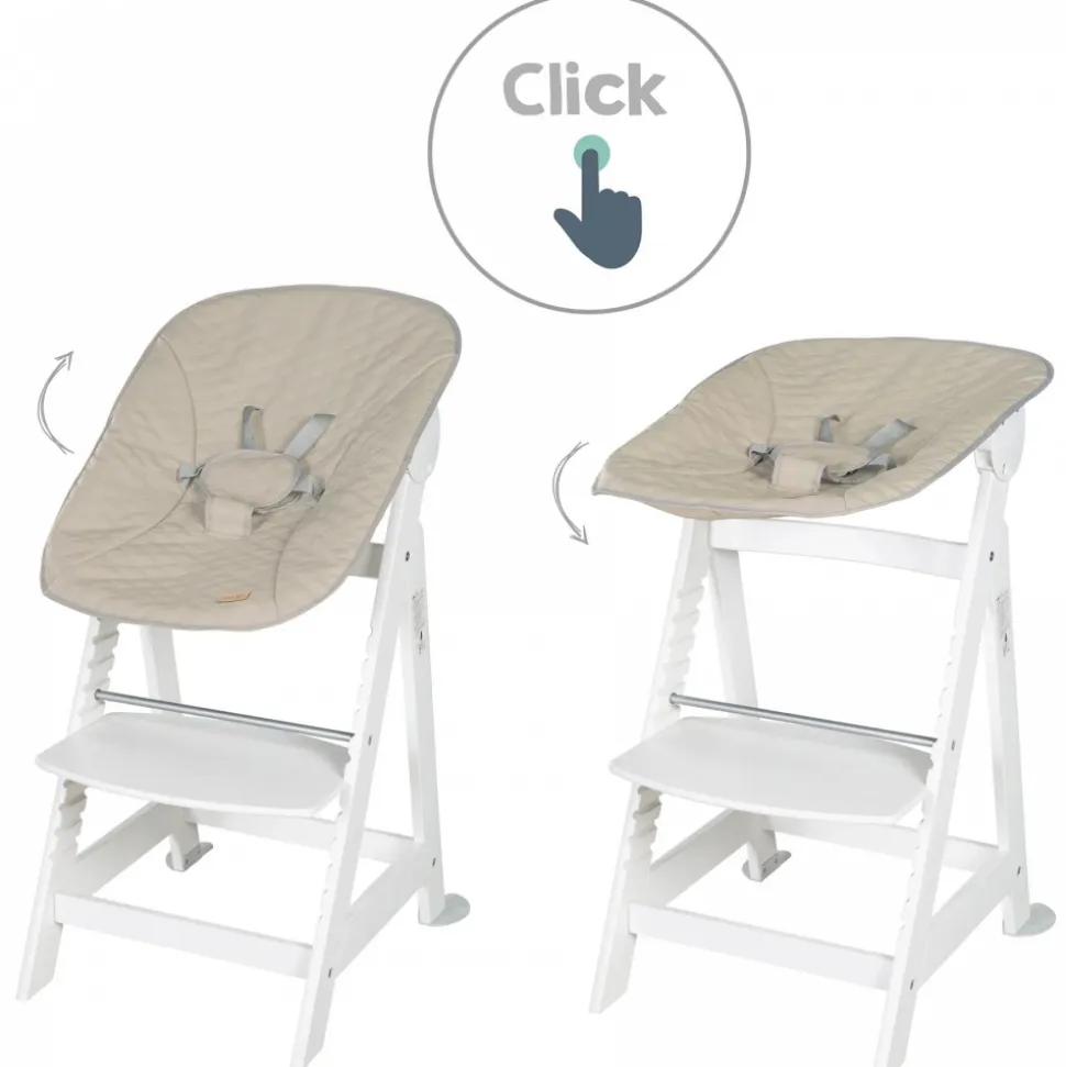 Chaise haute évolutive 2en1 born up blanc greyish matelassé