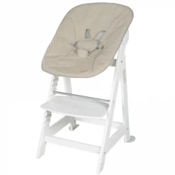 Chaise haute évolutive 2en1 born up blanc greyish matelassé