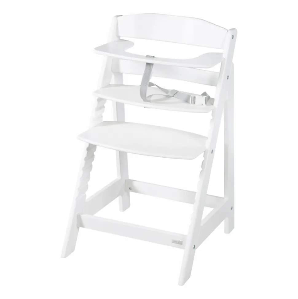 Chaise haute évolutive 2en1 born up blanc greyish matelassé
