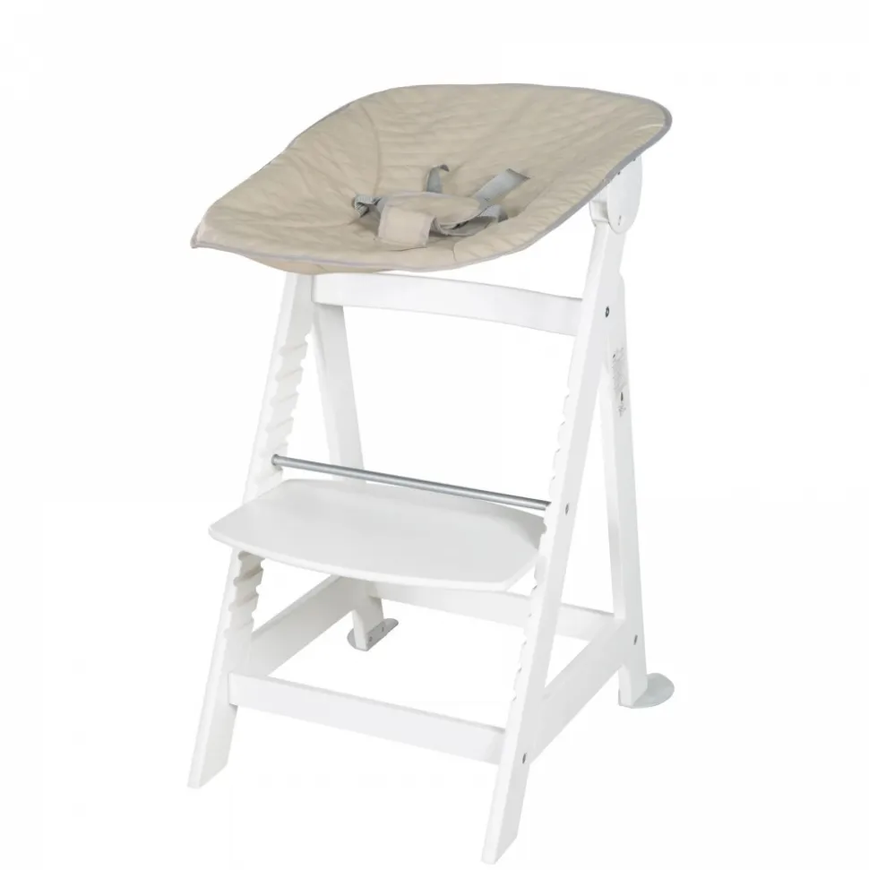 Chaise haute évolutive 2en1 born up blanc greyish matelassé