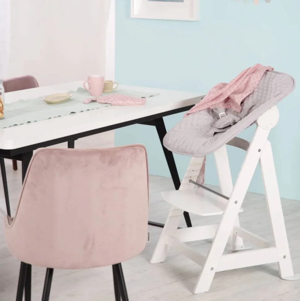 Chaise haute évolutive 2en1 born up blanc gris