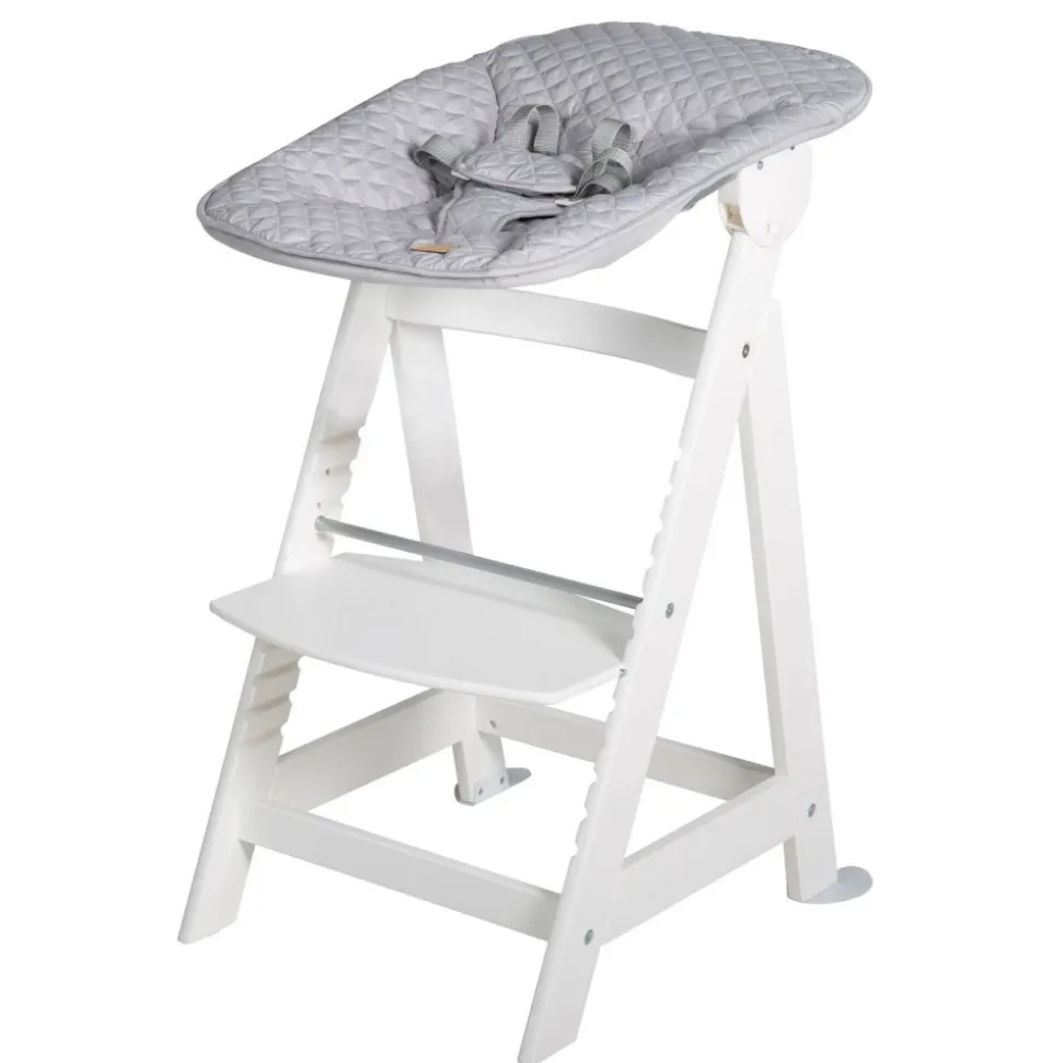 Chaise haute évolutive 2en1 born up blanc gris