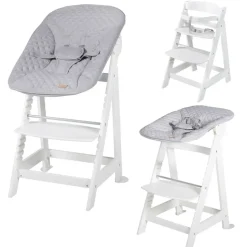 Chaise haute évolutive 2en1 born up blanc gris