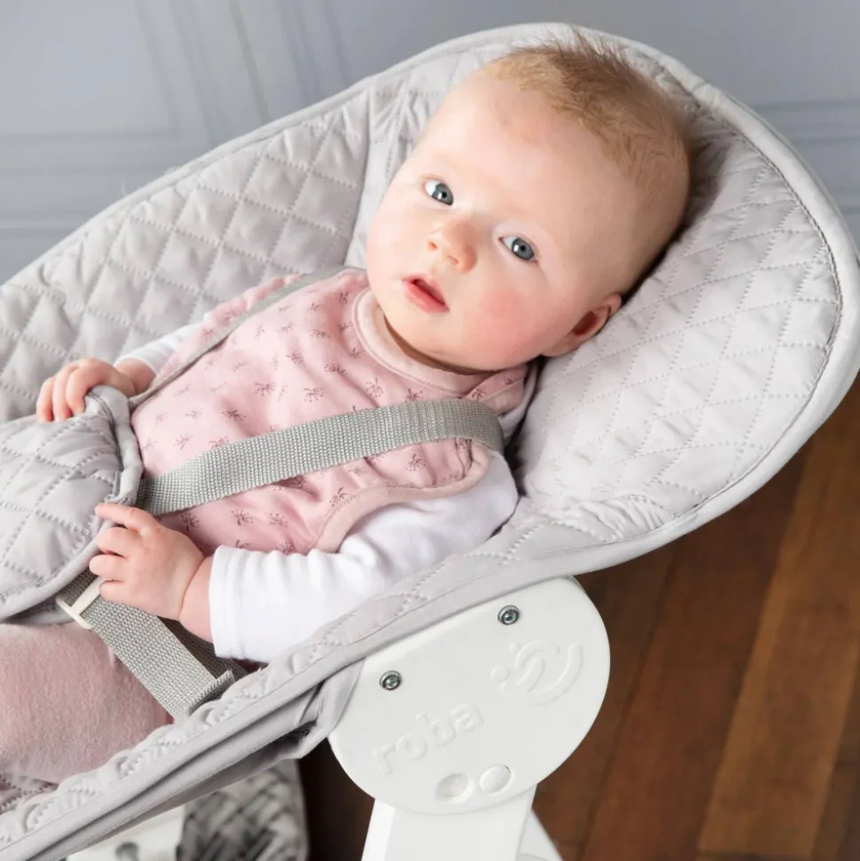 Chaise haute évolutive 2en1 born up blanc gris