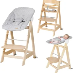 Chaise haute évolutive 2en1 born up naturel gris
