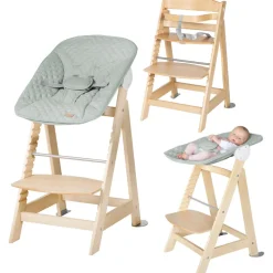 Chaise haute évolutive 2en1 born up naturel vert givré