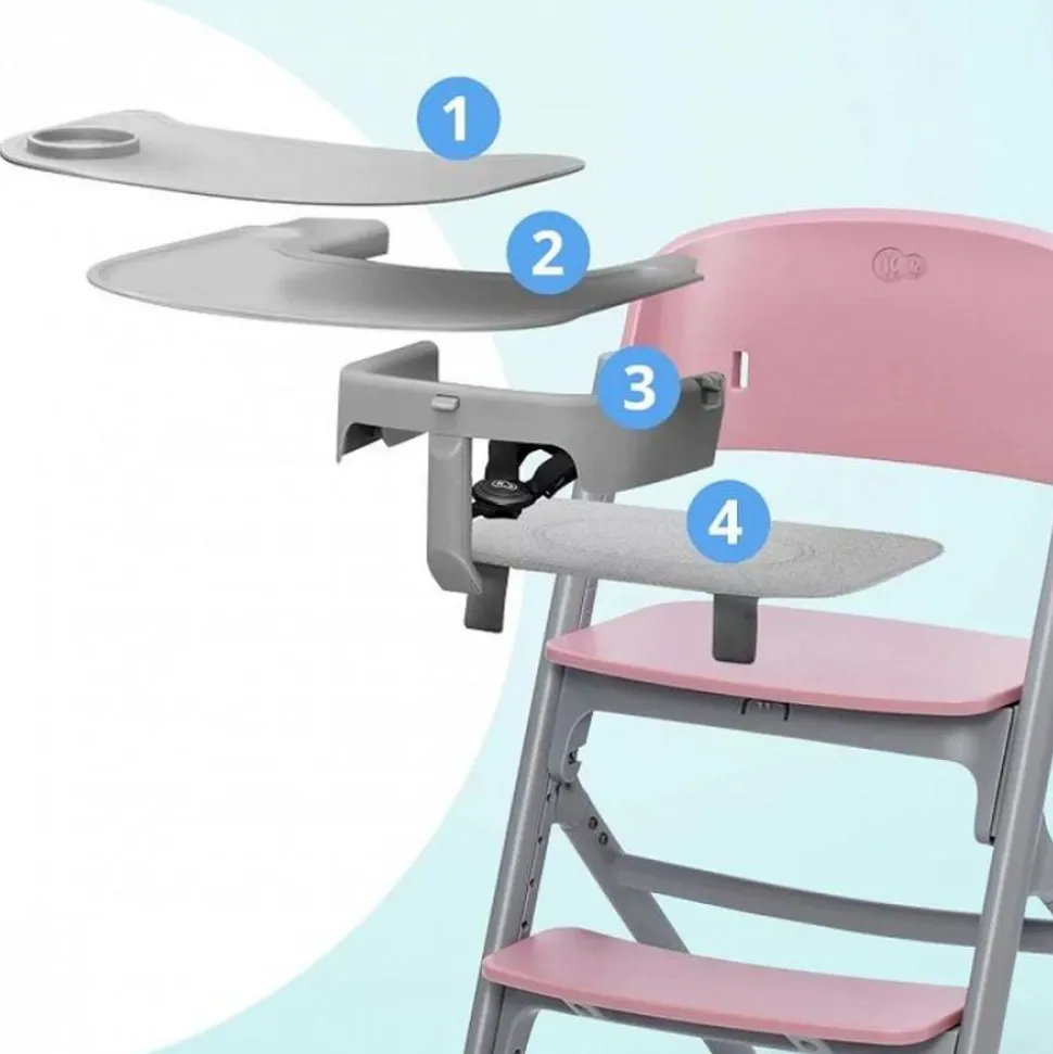 Chaise haute évolutive 4en1 livy aster pink + transat calmee
