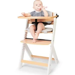 Chaise haute évolutive enock blanc avec coussins gris