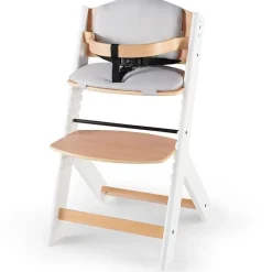 Chaise haute évolutive enock blanc avec coussins gris