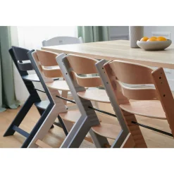 Chaise haute évolutive enock naturel et gris + coussins gris