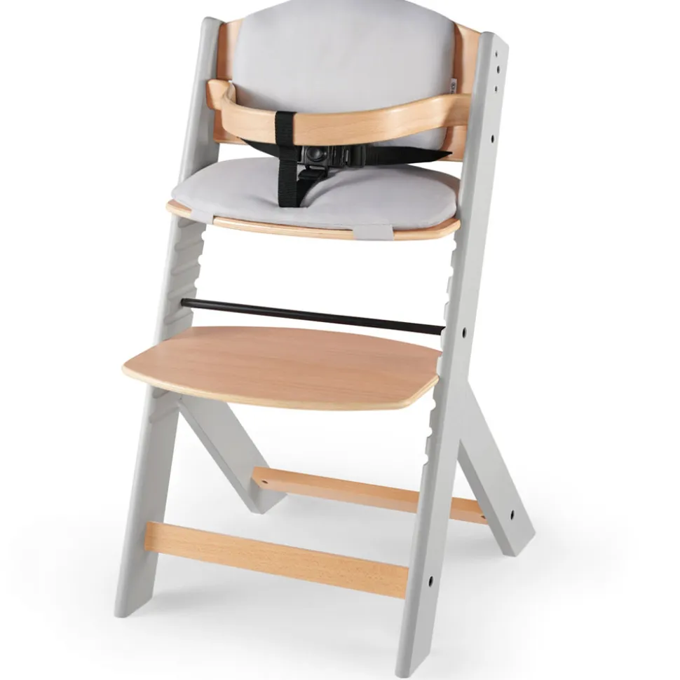 Chaise haute évolutive enock naturel et gris + coussins gris