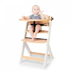 Chaise haute évolutive enock white wood + plateau