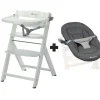 Chaise haute évolutive 2-en-1 timba 2 white + transat tinted graphite