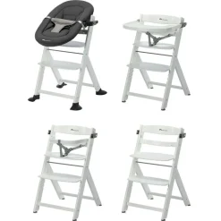 Chaise haute évolutive 2-en-1 timba 2 white + transat tinted graphite