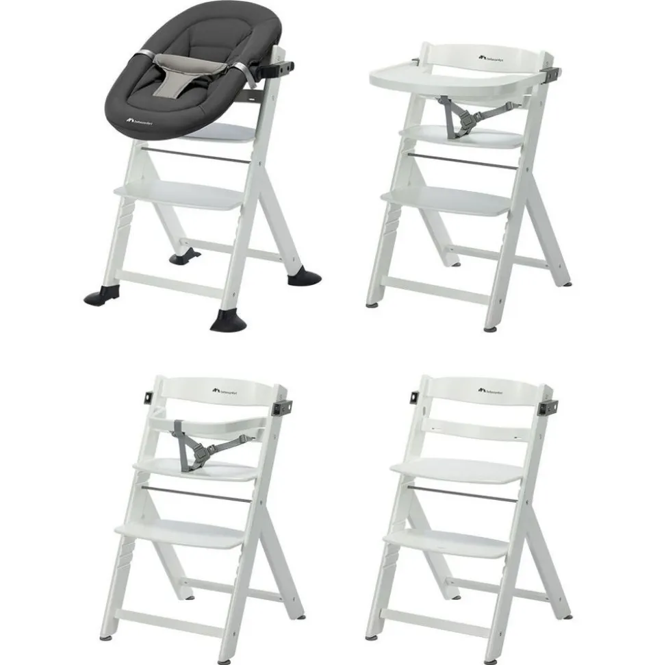 Chaise haute évolutive 2-en-1 timba 2 white + transat tinted graphite