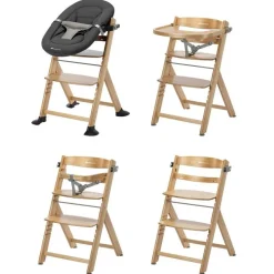 Chaise haute évolutive 2-en-1 timba 2 natural wood + transat tinted graphite