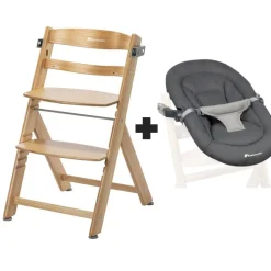 Chaise haute évolutive 2-en-1 timba 2 natural wood + transat tinted graphite