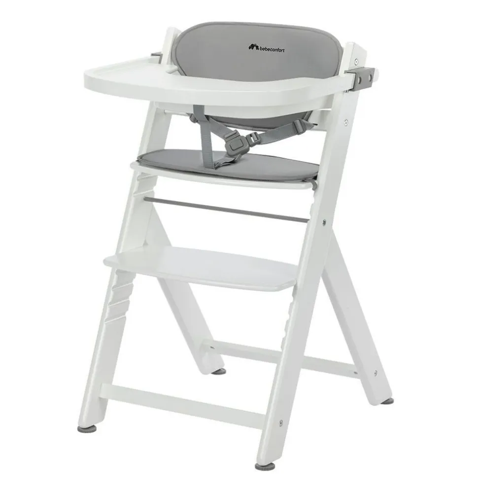 Chaise haute évolutive 2-en-1 timba 2 blanc avec coussin gris + transat tinted graphite