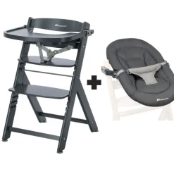 Chaise haute évolutive 2-en-1 timba 2 warm gray + transat tinted graphite