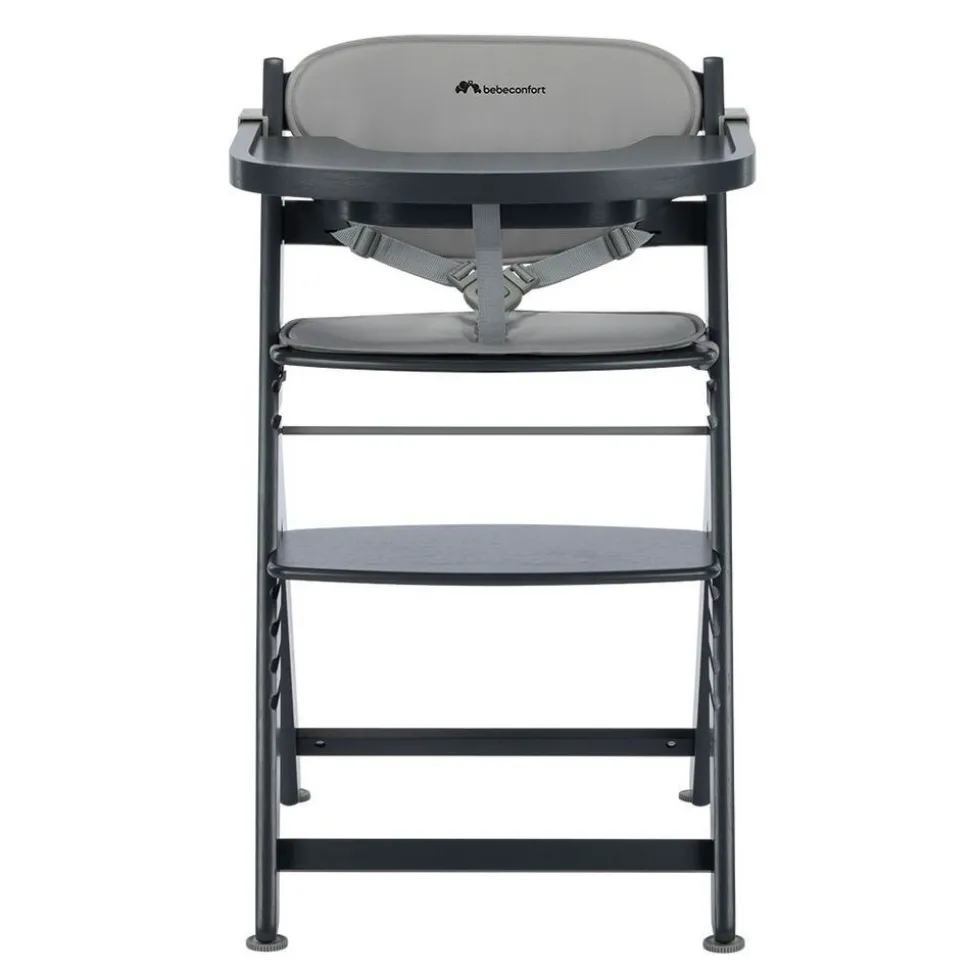 Chaise haute évolutive 2-en-1 timba 2 avec coussin mineral graphite + transat tinted graphite