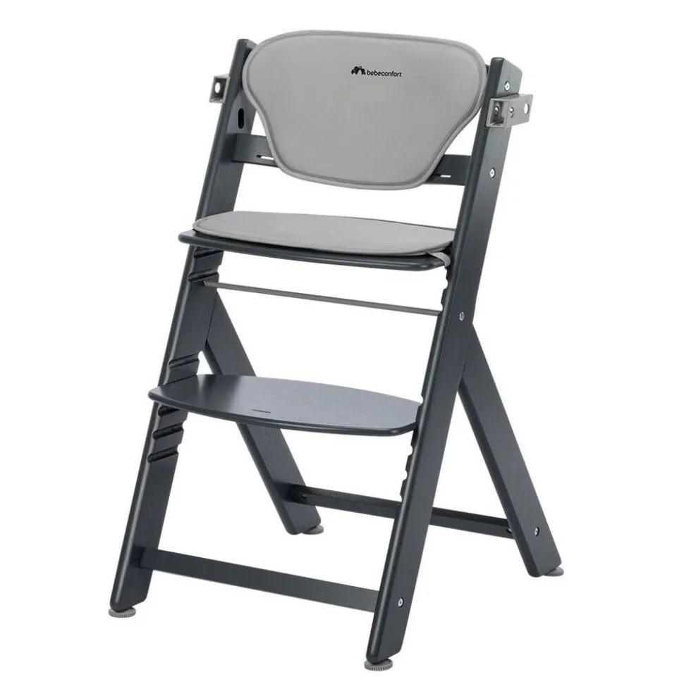 Chaise haute évolutive 2-en-1 timba 2 avec coussin mineral graphite + transat tinted graphite