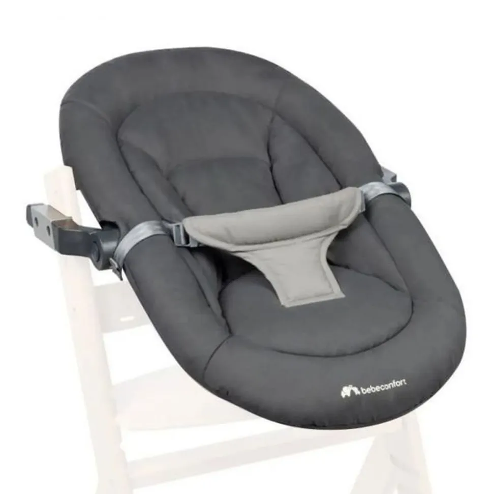 Chaise haute évolutive 2-en-1 timba 2 grise avec coussin grey + transat tinted graphite