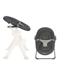 Chaise haute évolutive 2-en-1 timba 2 grise avec coussin grey + transat tinted graphite