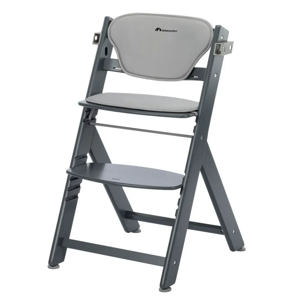 Chaise haute évolutive 2-en-1 timba 2 grise avec coussin grey + transat tinted graphite
