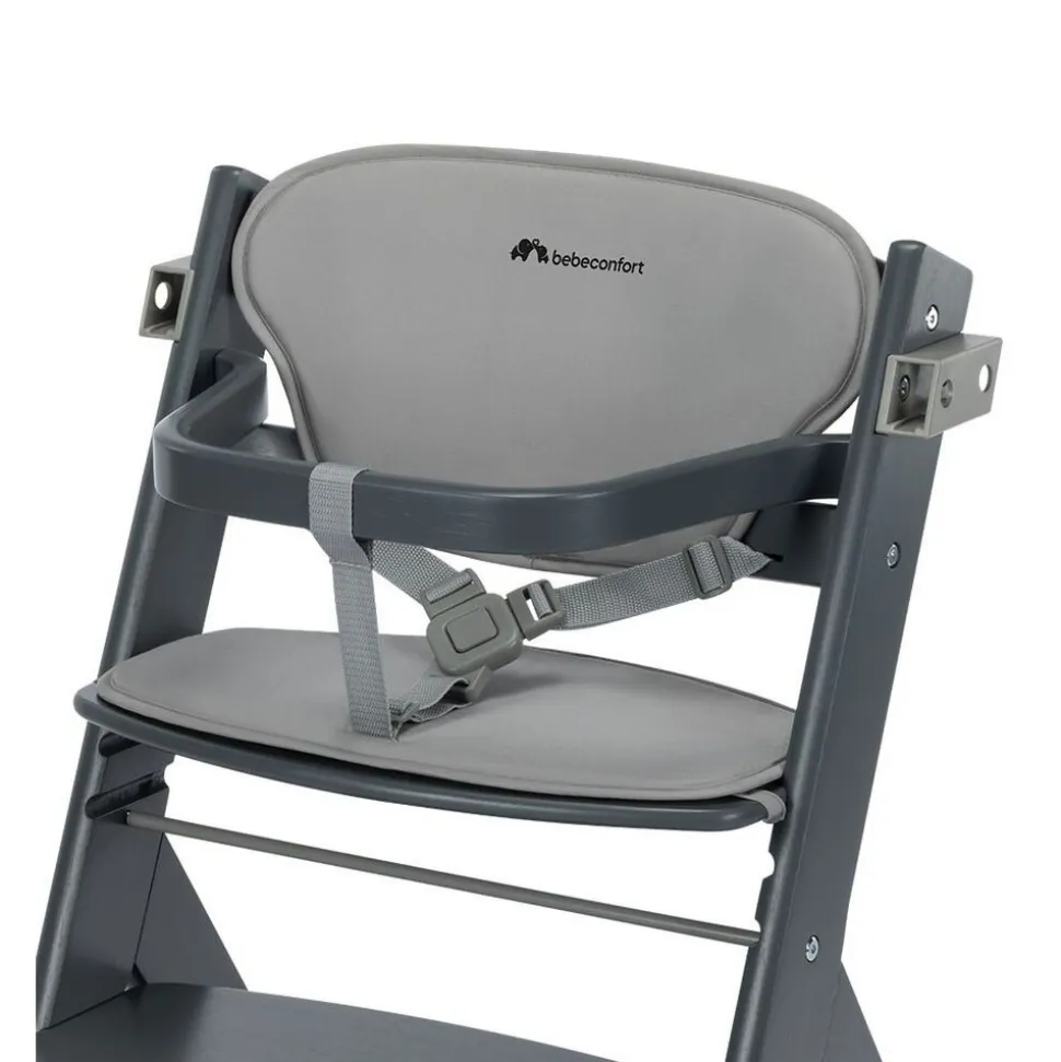 Chaise haute évolutive 2-en-1 timba 2 grise avec coussin grey + transat tinted graphite