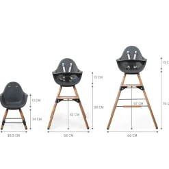 Chaise haute évolutive evolu 2 anthracite + pieds longs