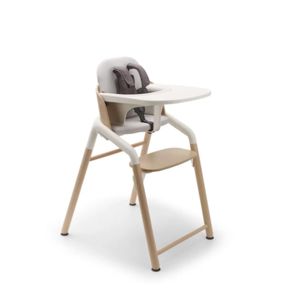 Chaise haute évolutive giraffe + baby set + tablette bois neutre et blanc