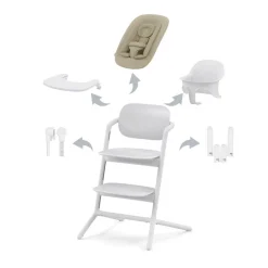Chaise haute évolutive lemo 4en1 all white