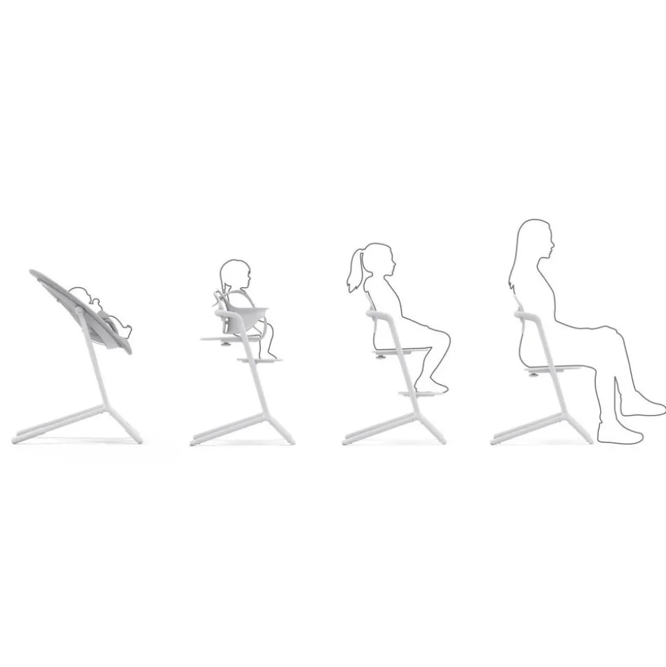 Chaise haute évolutive lemo 4en1 all white