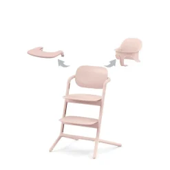 Chaise haute évolutive lemo 3en1 pearl pink