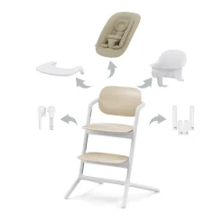 Chaise haute évolutive lemo 4en1 sand white