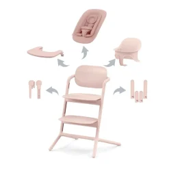 Chaise haute évolutive lemo 4en1 pearl pink