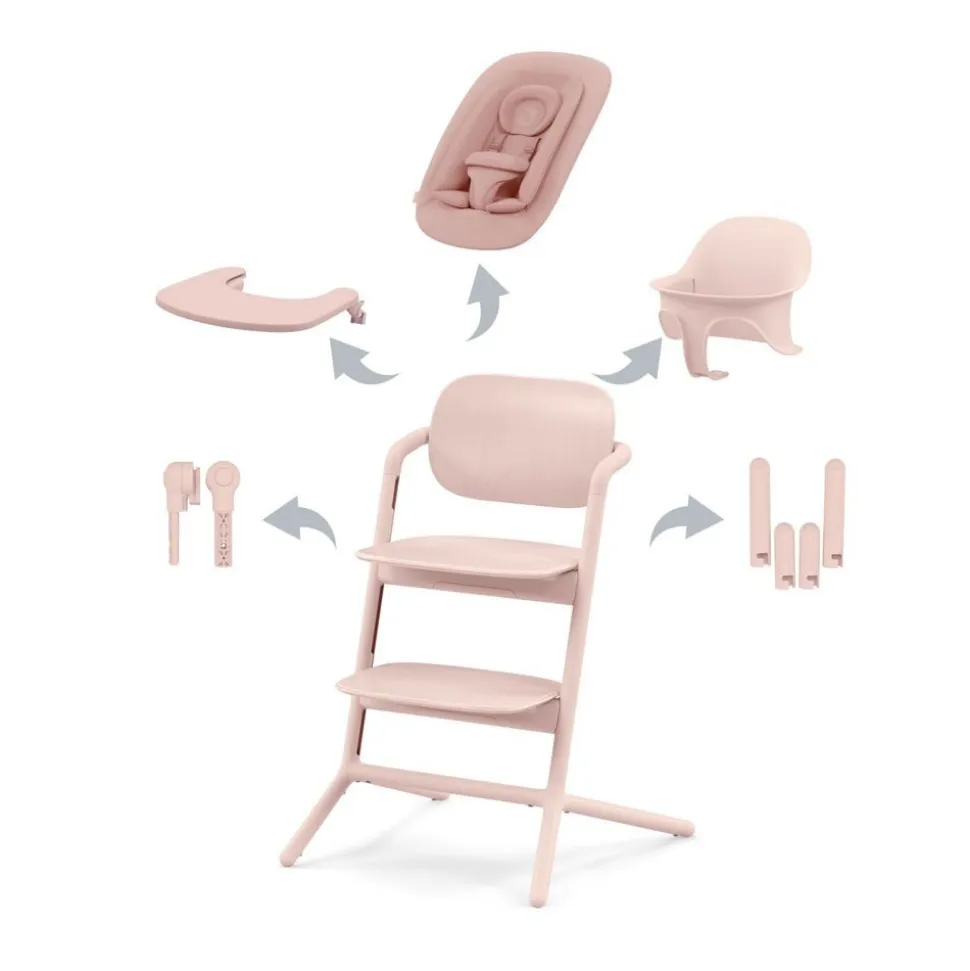 Chaise haute évolutive lemo 4en1 pearl pink
