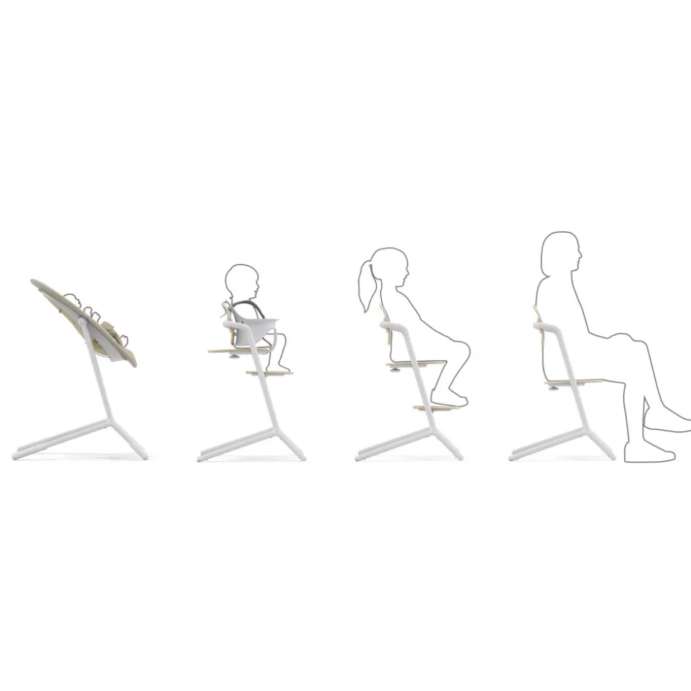 Chaise haute évolutive lemo sand white