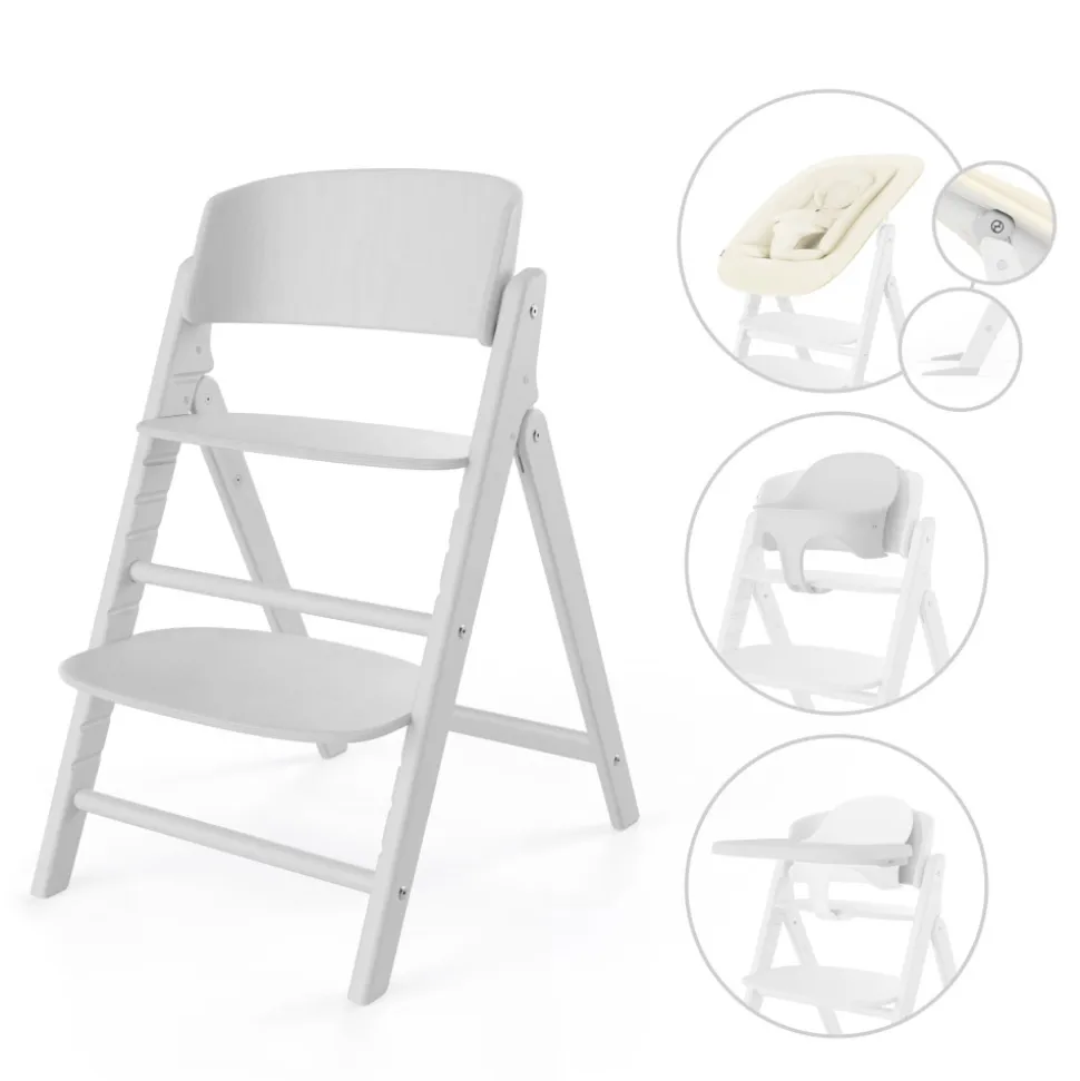 Chaise haute évolutive pliante click & fold 4en1 all white