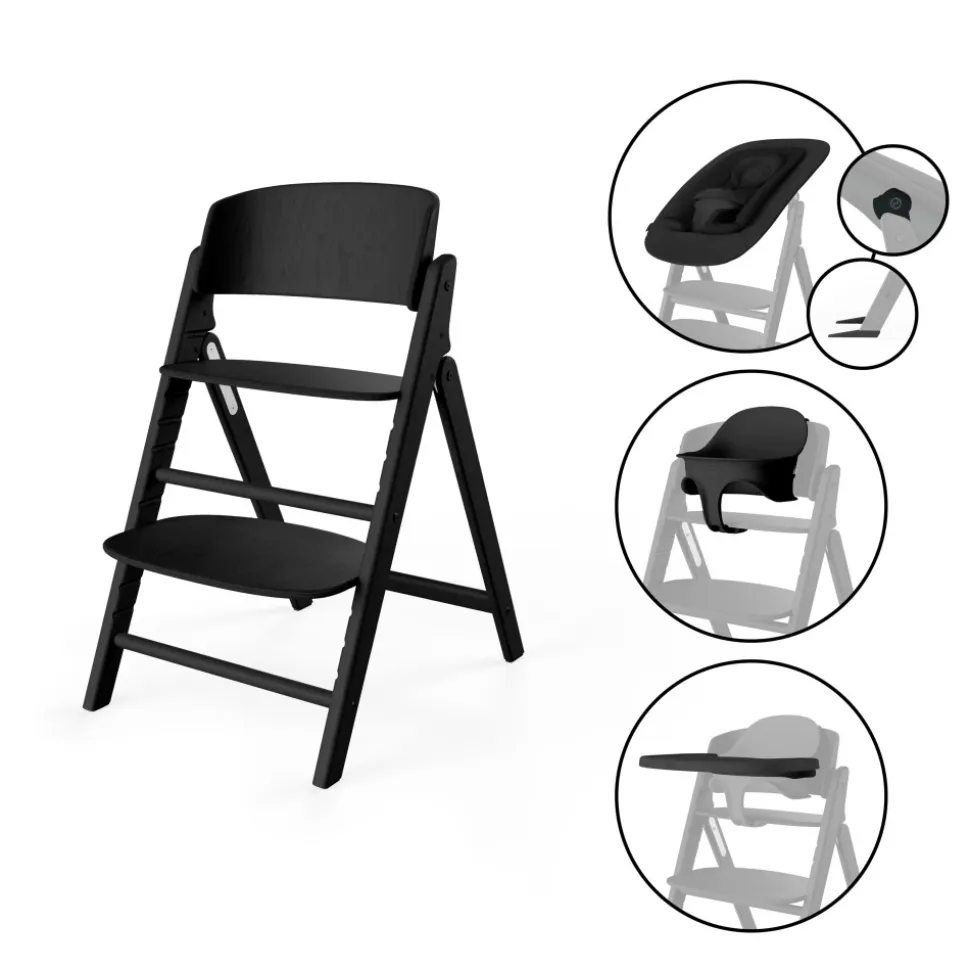 Chaise haute évolutive pliante click & fold 4en1 stunning black