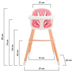 Chaise haute évolutive sienna rose