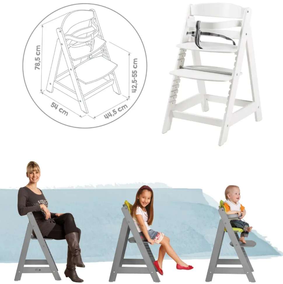 Chaise haute évolutive sit up click bois blanc laqué