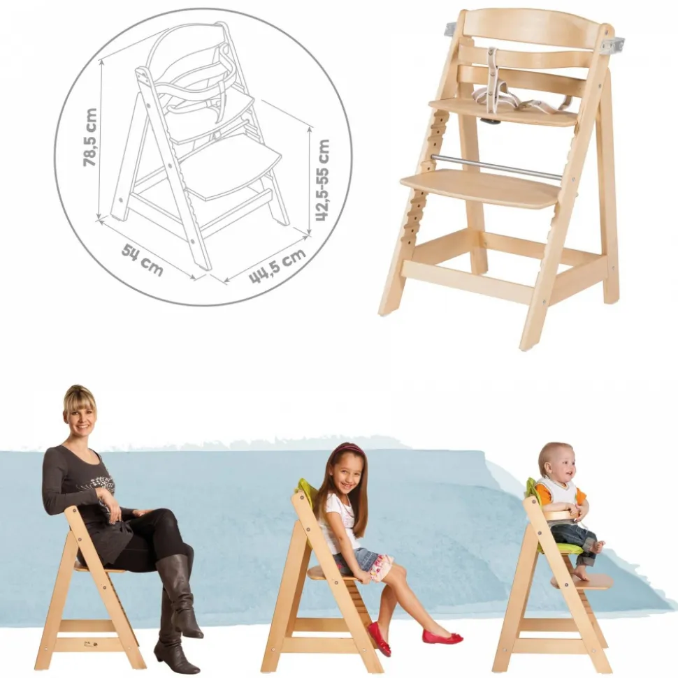 Chaise haute évolutive sit up click & fun bois naturel