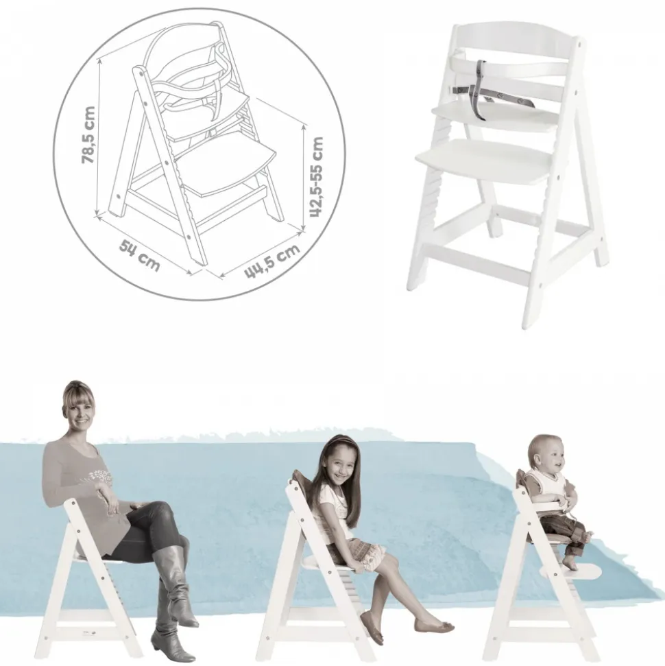 Chaise haute évolutive sit up lll bois blanc laqué