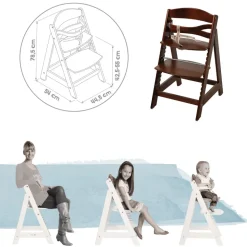 Chaise haute évolutive sit up lll bois brun teinté