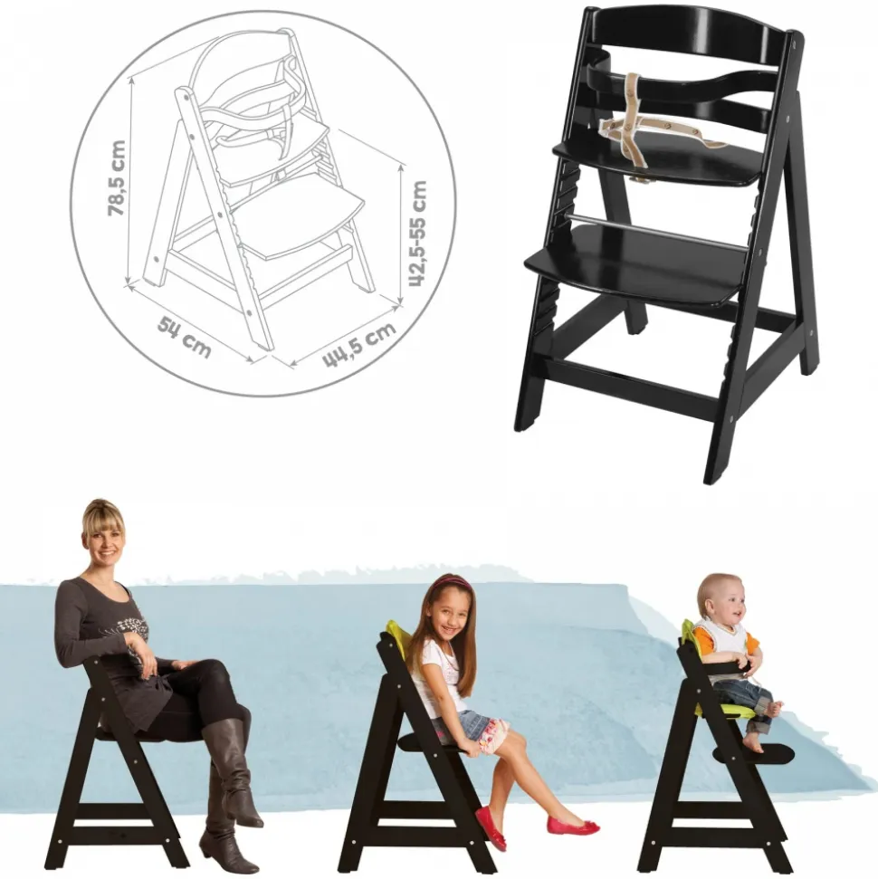 Chaise haute évolutive sit up lll bois noir laqué