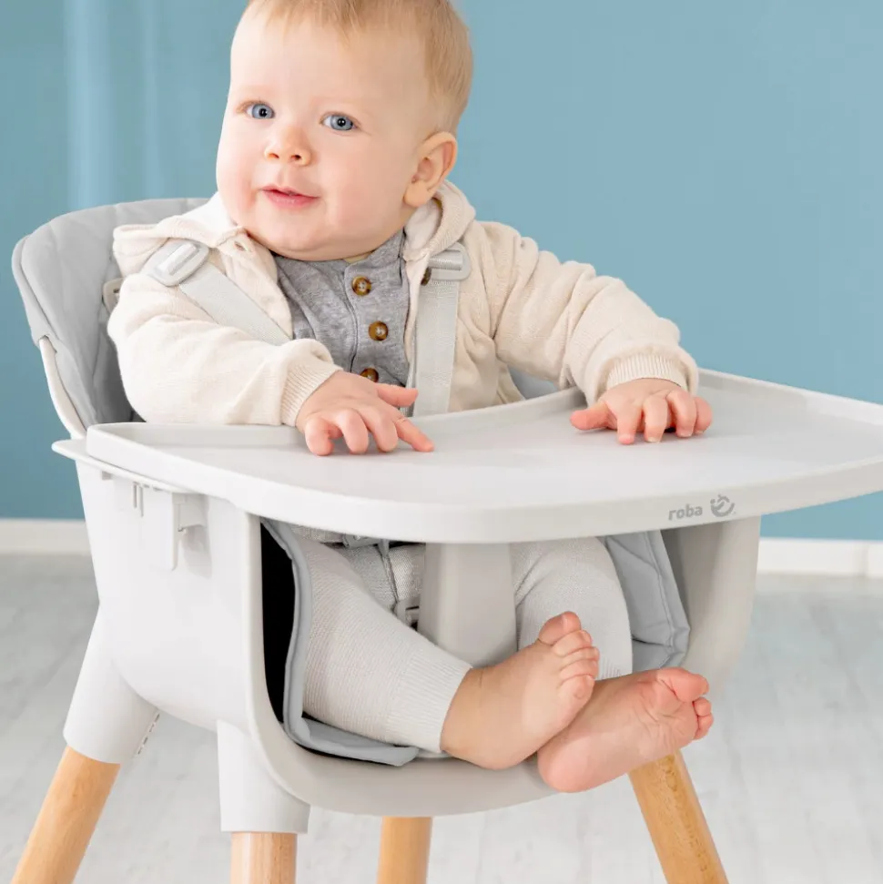 Chaise haute évolutive style up wood avec siège gris