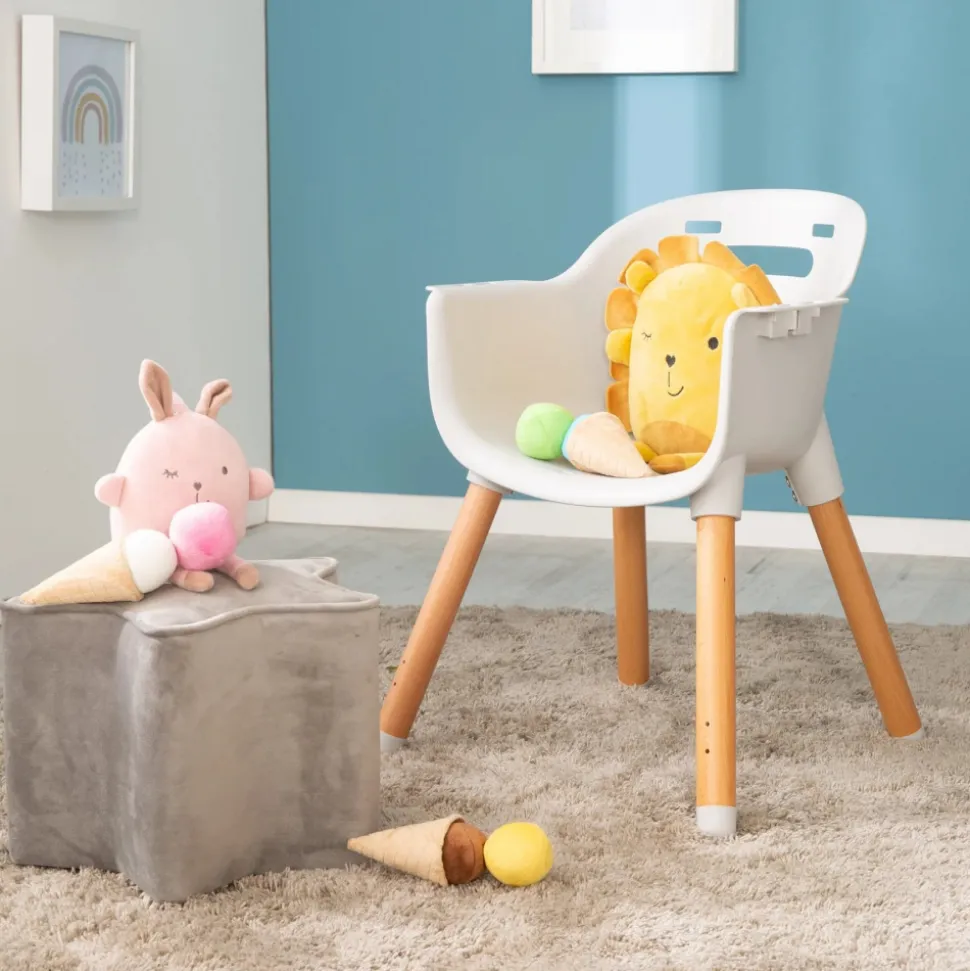 Chaise haute évolutive style up wood avec siège gris